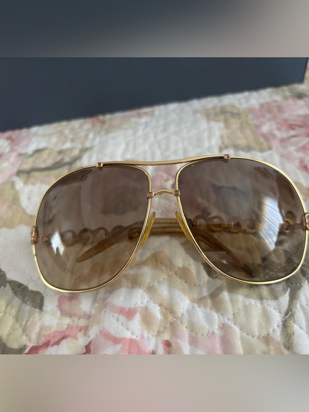 Vintage Roberto Cavalli Women’s Gold Frame Brown Lens Aviator Sunglasses
